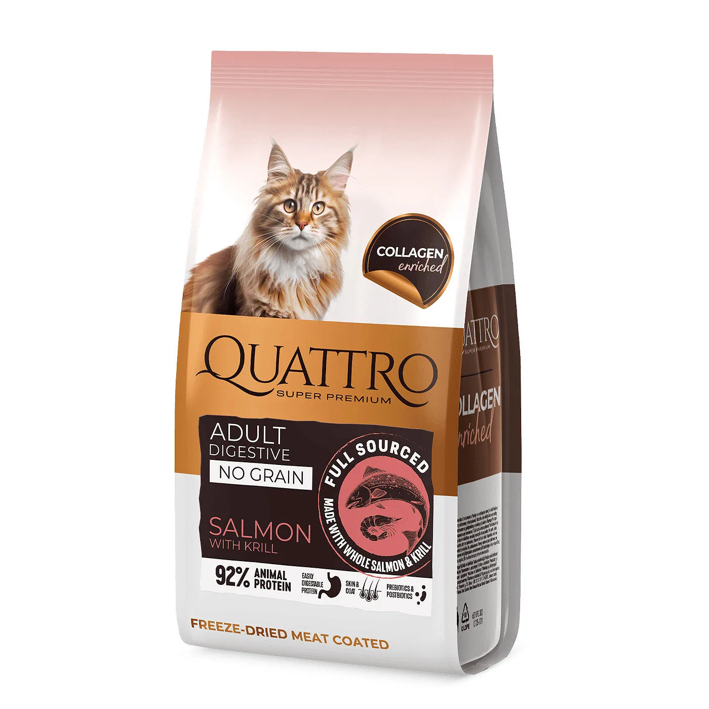 Quattro Digestive Salmon Collagen sausas maistas katėms, papildytas kolagenu