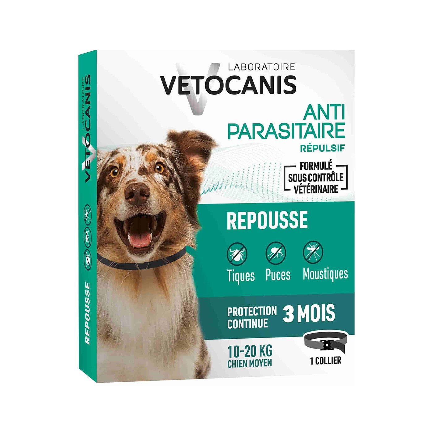 Vetocanis apkakle pret ērcēm vidēja lieluma šķirnēm