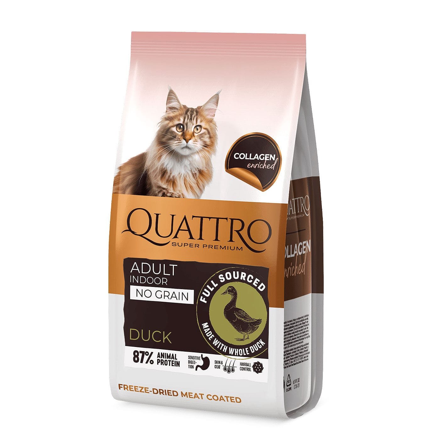 Quattro Indoor Duck Collagen sausas maistas katėms, papildytas kolagenu