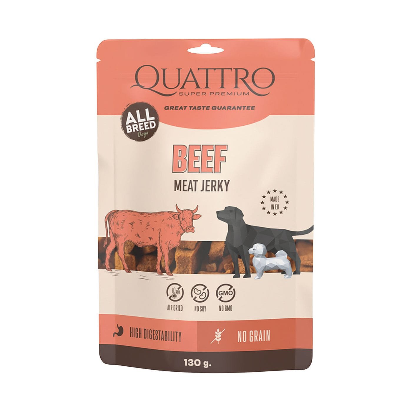 Quattro Beef Meat Jerky skanėstai šunims, 130 g