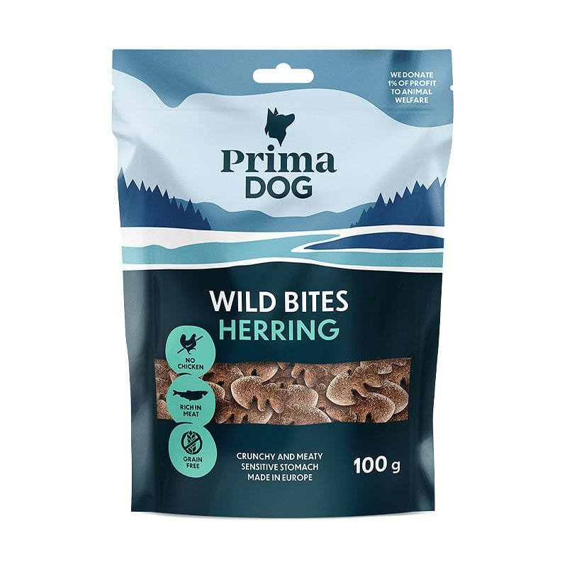 PrimaDog Wild Bites Siļķe ar krustnagliņām, gardumi suņiem 100 g