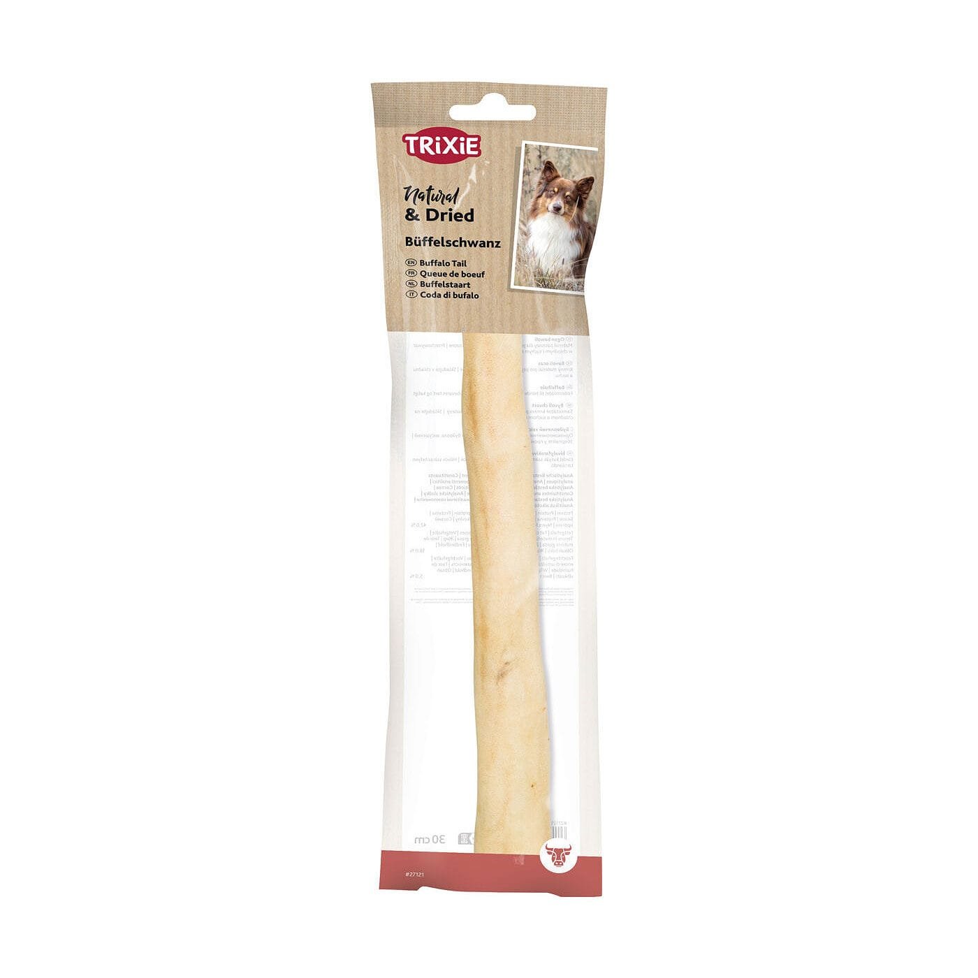 Trixie natūrali džiovinta buivolo uodega, skanėstas šunims, 30 cm