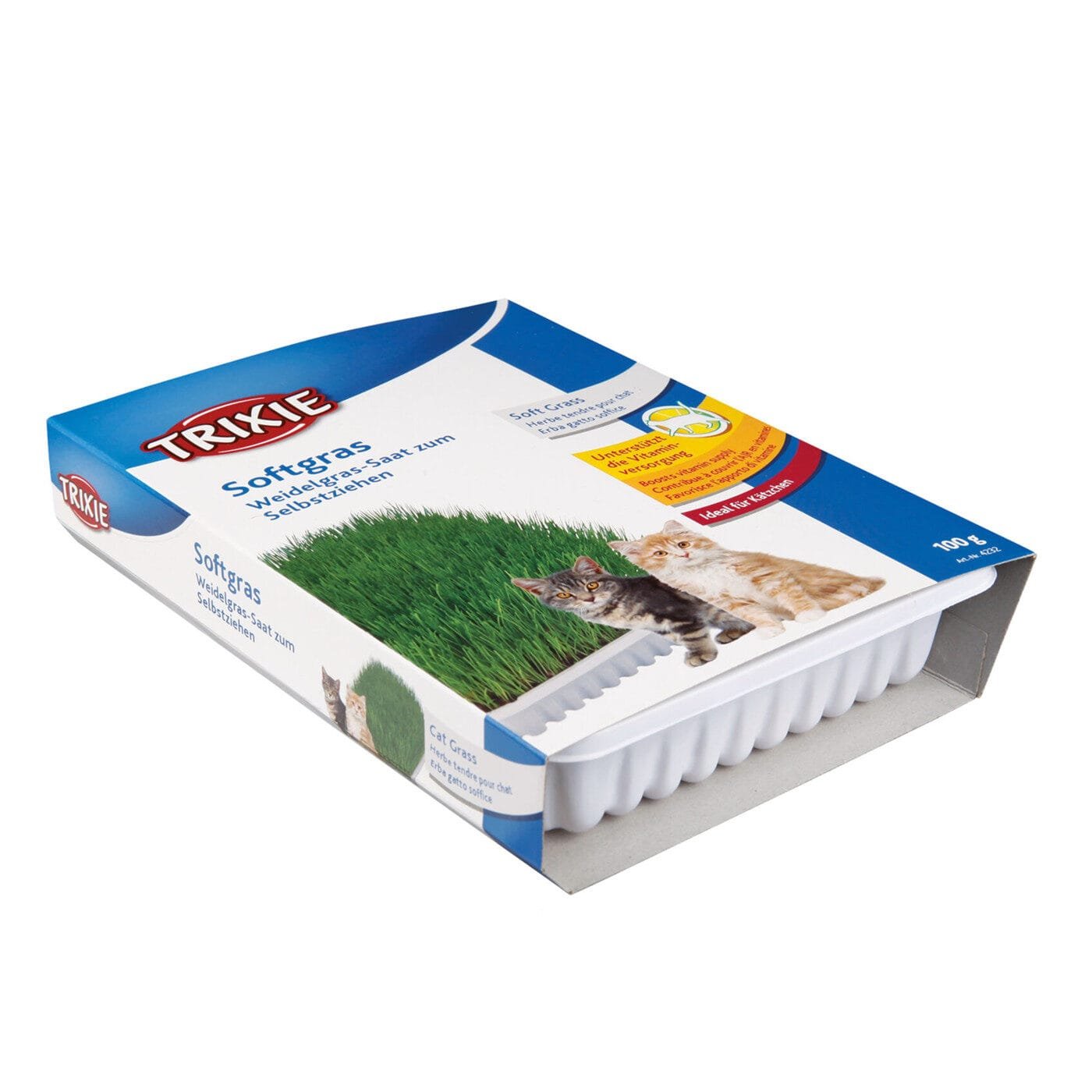 Trixie Soft Grass natūrali žolė katėms ir kačiukams su indeliu auginimui, 100 g